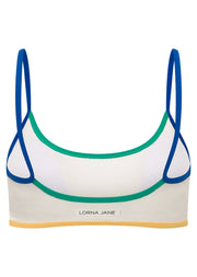 Lorna Jane Retro Rib Swim Sports Bra - Porcelain