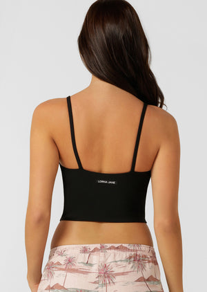 Lorna Jane Elemental Rib Tank Bra Combo - Black