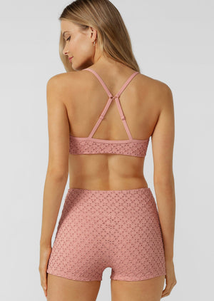 Lorna Jane Keepsake Broderie Sports Bra - Dusty Rose