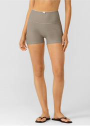 Lorna Jane Dream Maker Gingham 9cm Bike Shorts - Mocha Gingham Print