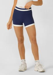 Lorna Jane Retro Rib 12cm Bike Shorts - Marine Blue