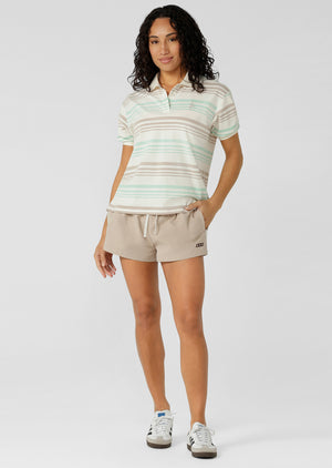 Lorna Jane Match Point Polo - Mint Cream Stripe