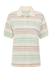 Lorna Jane Match Point Polo - Mint Cream Stripe