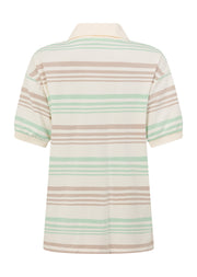 Lorna Jane Match Point Polo - Mint Cream Stripe