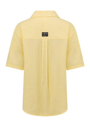 Lorna Jane Preset Linen Short Sleeve Shirt - Lemon Cream