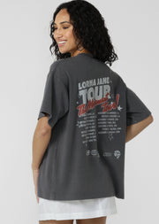Lorna Jane World Tour Washed Boyfriend T-Shirt - Washed Titanium