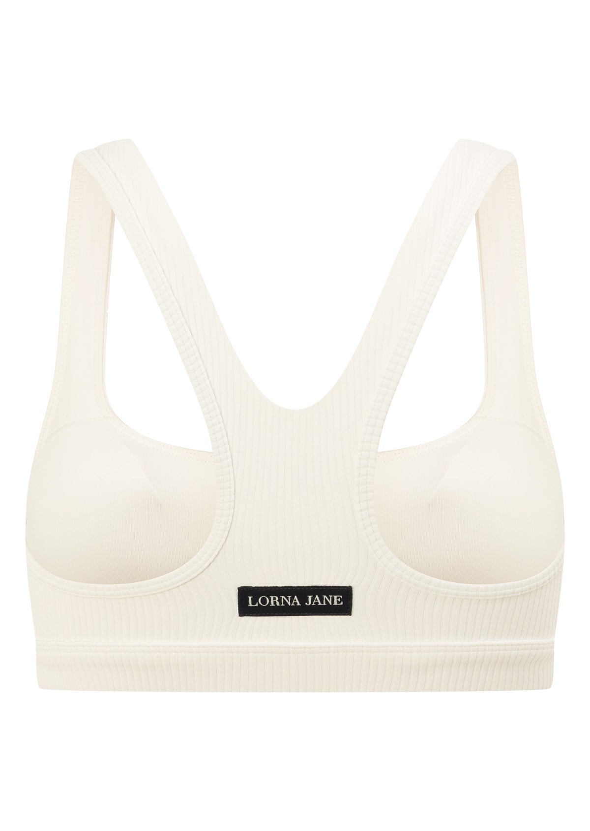 Lorna Jane Button Down Rib Sports Bra - Porcelain