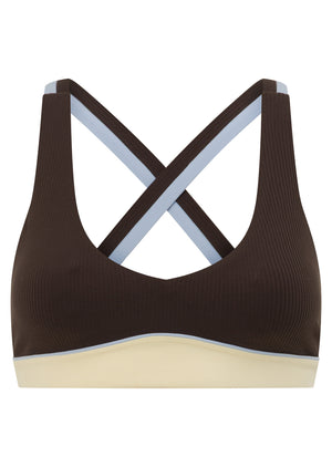 Lorna Jane Set Point High Support Rib Sports Bra - Volcano Multi