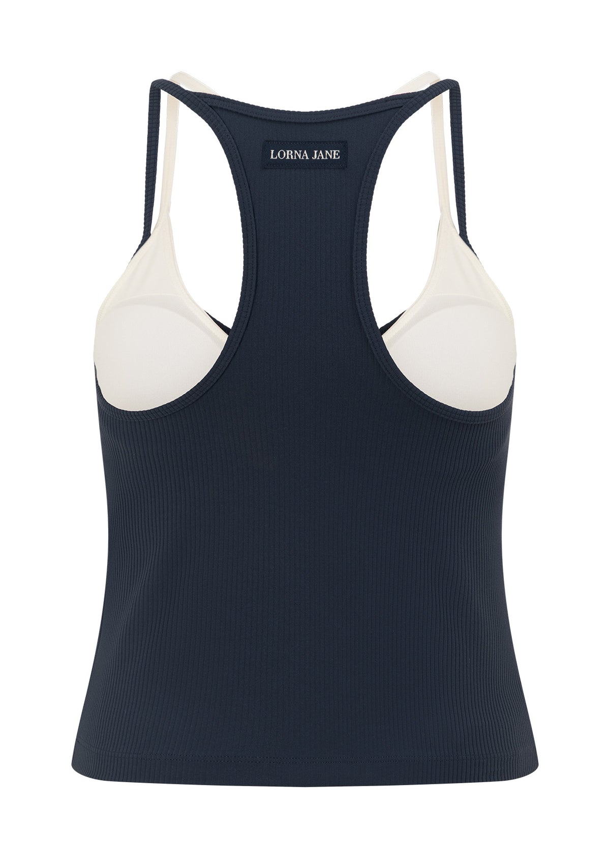 Lorna Jane Layered Look Rib Bra Tank Combo - Platinum Navy