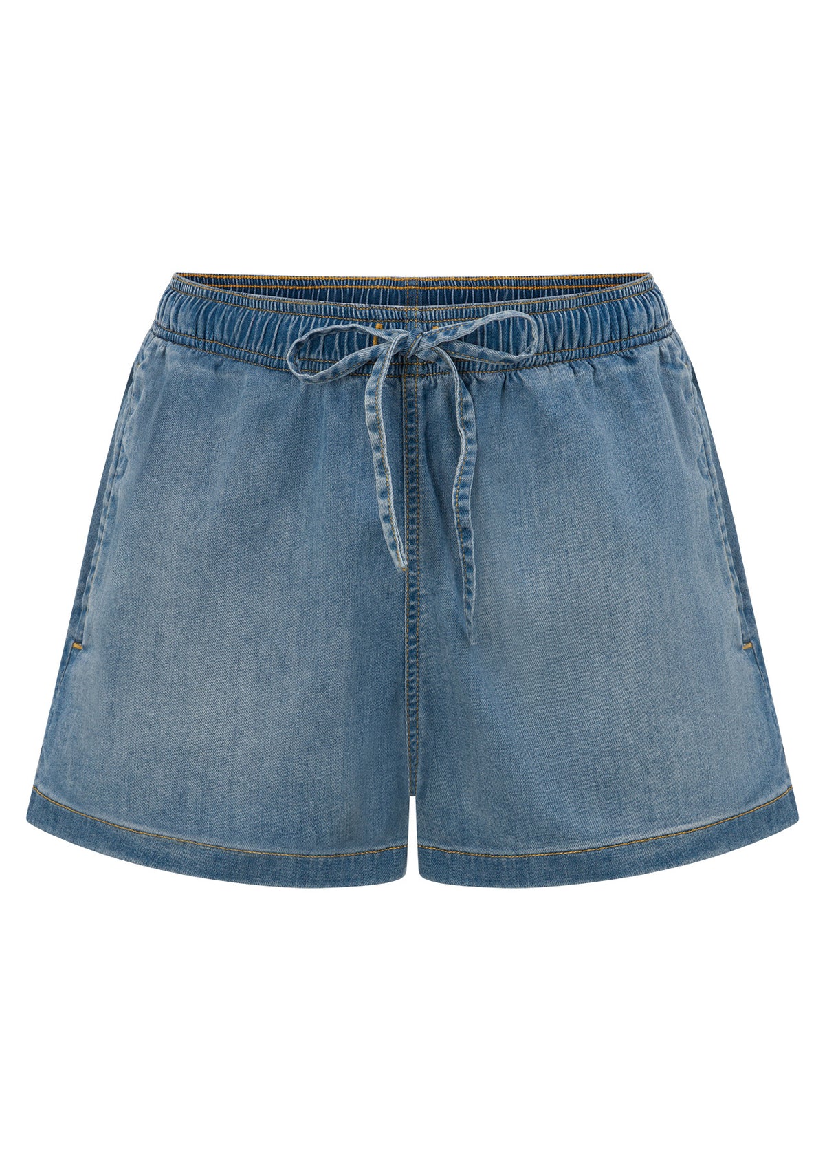 Lorna Jane LJC Lightweight Washed Denim Shorts - Washed Light Blue