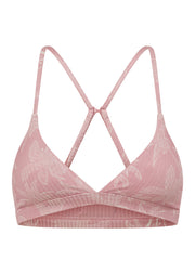 Lorna Jane Blush Palm Rib Bralette - Blush Palm Print