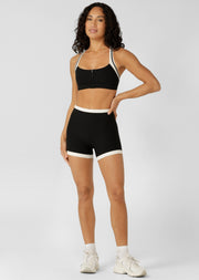 Lorna Jane Gym To Swim Retro Rib 12cm Bike Shorts - Black