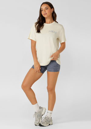Lorna Jane Paradise Postcard Washed Relaxed T-Shirt - Washed Cream