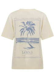 Lorna Jane Paradise Postcard Washed Relaxed T-Shirt - Washed Cream
