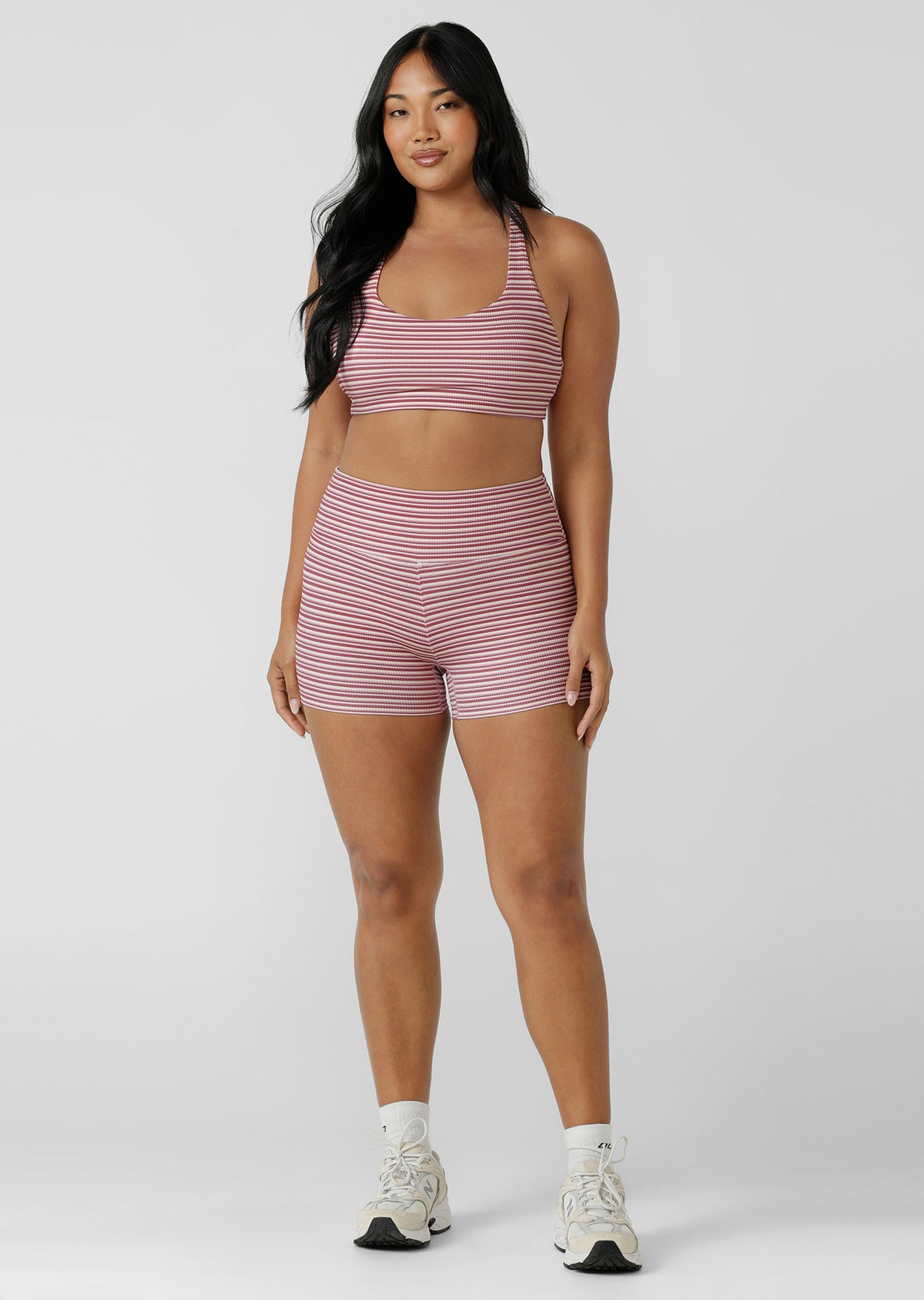 Lorna Jane Candy Stripe Rib Sports Bra - Candy Stripe
