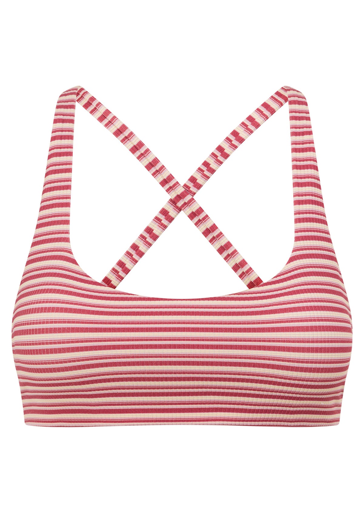 Lorna Jane Candy Stripe Rib Sports Bra - Candy Stripe