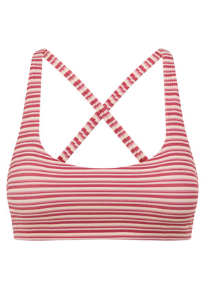 Lorna Jane Candy Stripe Rib Sports Bra - Candy Stripe