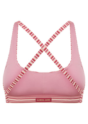 Lorna Jane Candy Stripe Rib Sports Bra - Candy Stripe