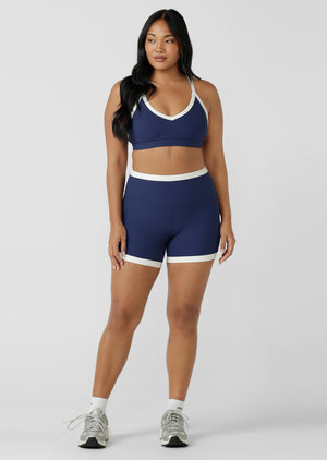 Lorna Jane Traveller Rib Sports Bra - Marine Blue