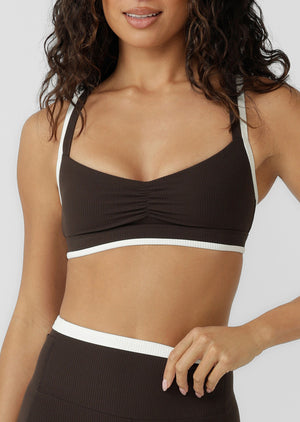 Lorna Jane Corsica Rib High Support Sports Bra - Volcano