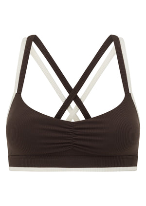 Lorna Jane Corsica Rib High Support Sports Bra - Volcano