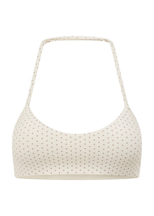 Lorna Jane The Halter Neck Rib Sports Bra - Polka Dot Spot Print