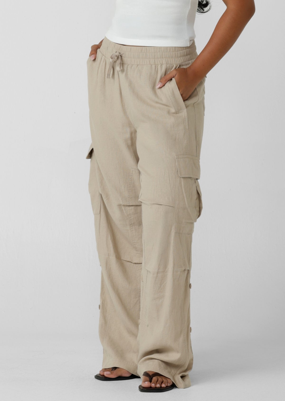Lorna Jane Linen Flashdance Pants - Latte