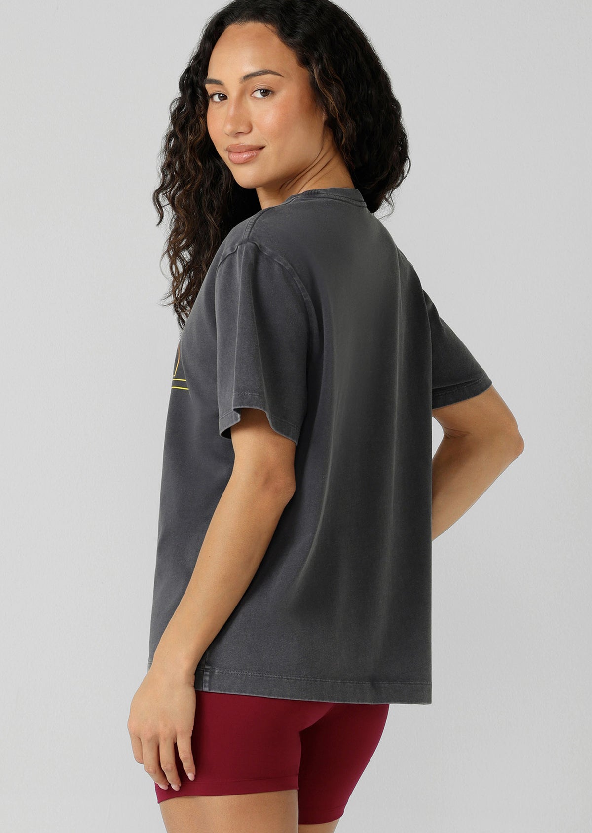 Lorna Jane Daybreak Washed T-Shirt - Washed Titanium
