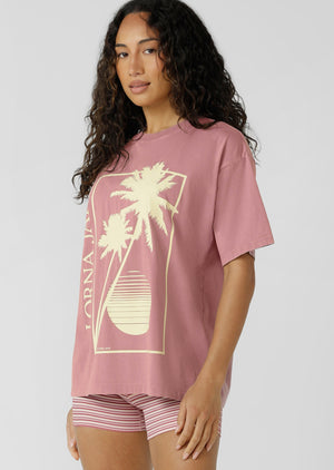 Lorna Jane Golden Palms Washed Boyfriend T-Shirt - Washed Wild Rose