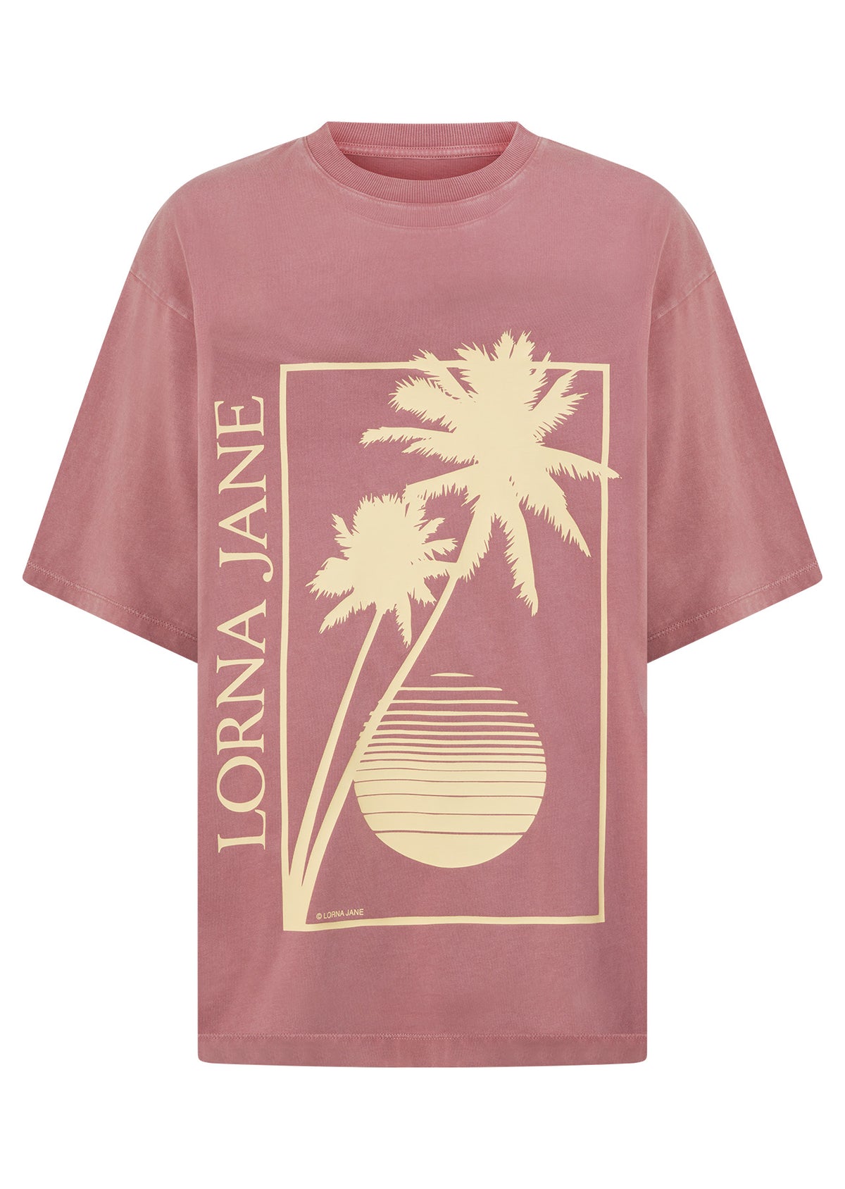 Lorna Jane Golden Palms Washed Boyfriend T-Shirt - Washed Wild Rose