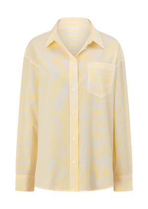 Lorna Jane LJC Recline Long Sleeve Shirt - Butter Yellow Stripe