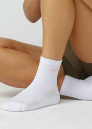 Lorna Jane 3PK LJ Quarter Crew Socks - White & Sweet Pink & Grey Marl