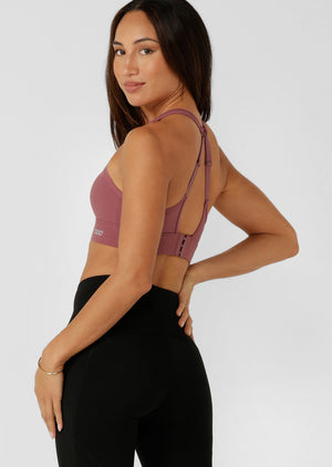 Lorna Jane Amy Maximum Support Sports Bra - Dark Rose Blush