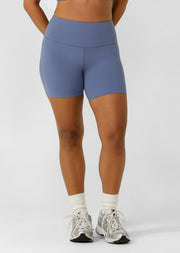 Lorna Jane Lotus No Chafe Phone Pocket 12cm Bike Shorts - Misty Blue