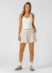 Lorna Jane Country Club Seersucker Shorts - Latte Stripe