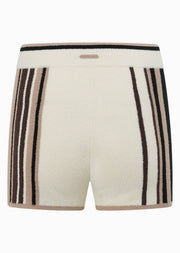 Lorna Jane Wild Honey Knit Cheeky Shorts - Neutral Stripe