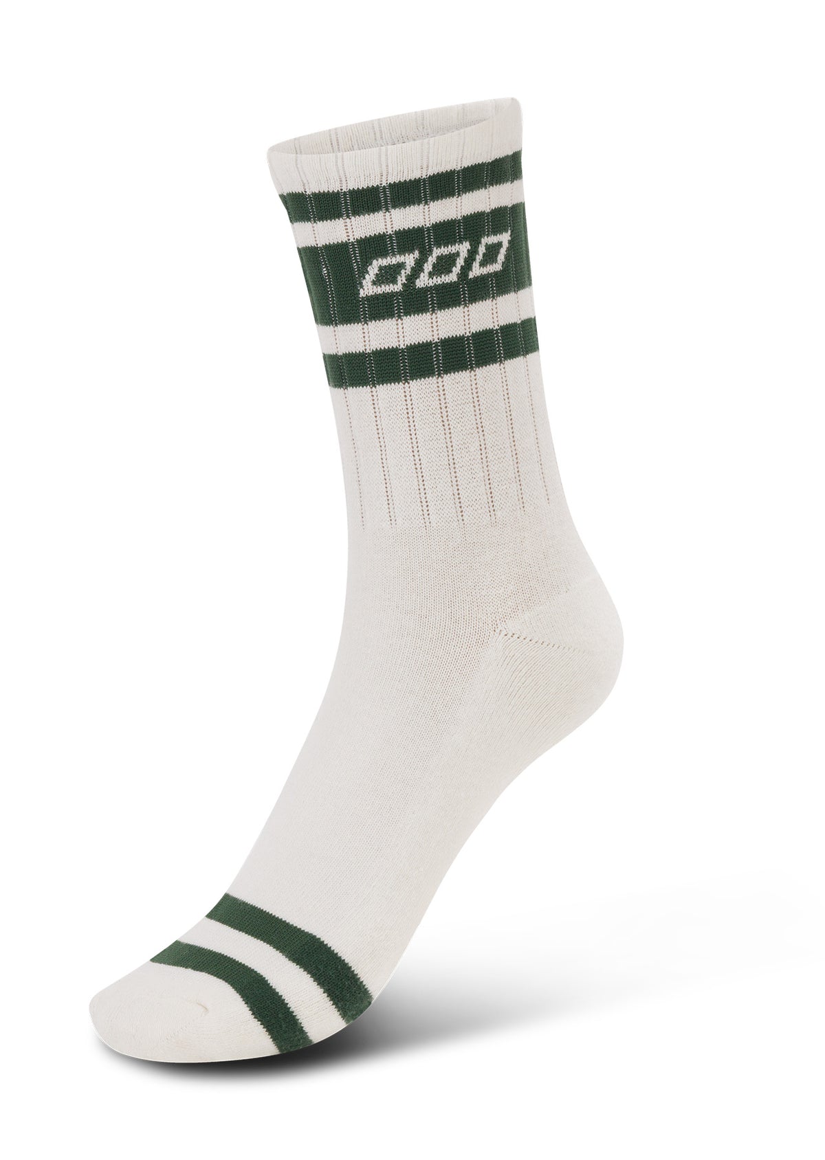 Lorna Jane Varsity Crew Socks - Porcelain/Dark Green