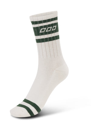 Lorna Jane Varsity Crew Socks - Porcelain/Dark Green