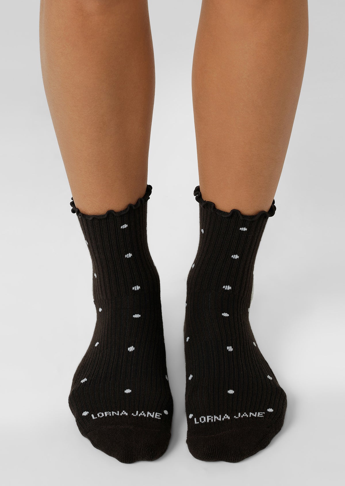 Lorna Jane Sweet Spot Pilates Grip Crew Socks - Volcano Polka Dot