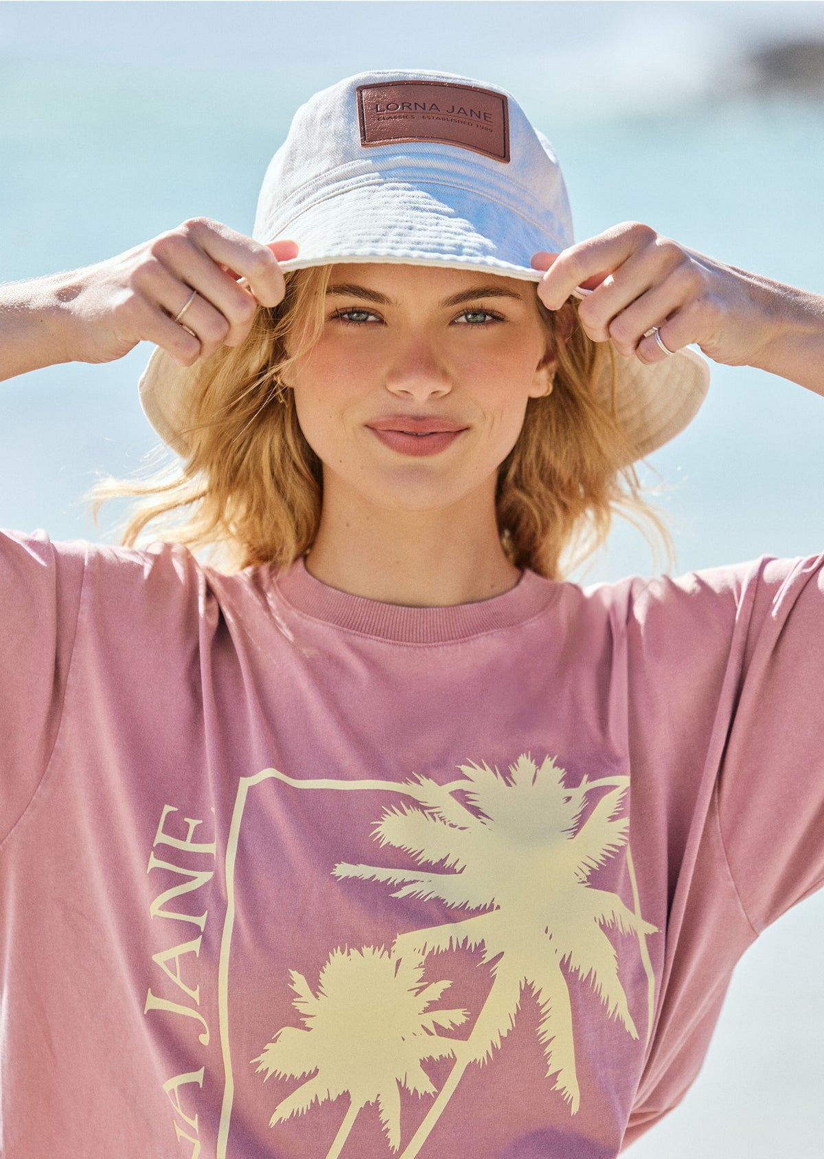 Lorna Jane Sunkiss Tie Up Sun Hat - Washed Porcelain