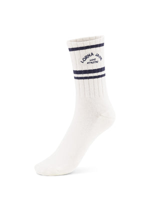 Lorna Jane Lotus Crew Socks - Porcelain & Platinum Navy