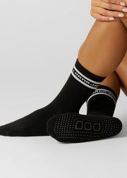 Lorna Jane Pilates Grip Crew Socks - Black