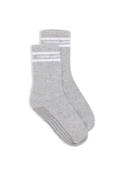 Lorna Jane Pilates Grip Crew Socks - Grey Marl/White