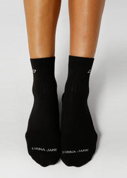 Lorna Jane LJ Quarter Crew Socks - Black