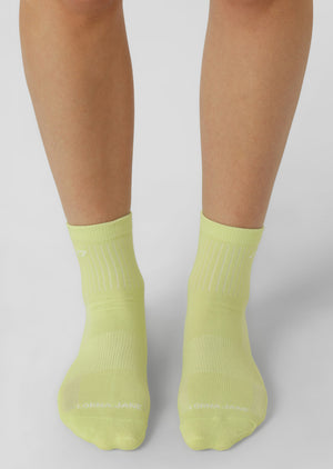 Lorna Jane LJ Quarter Crew Socks - Lime Cordial & White