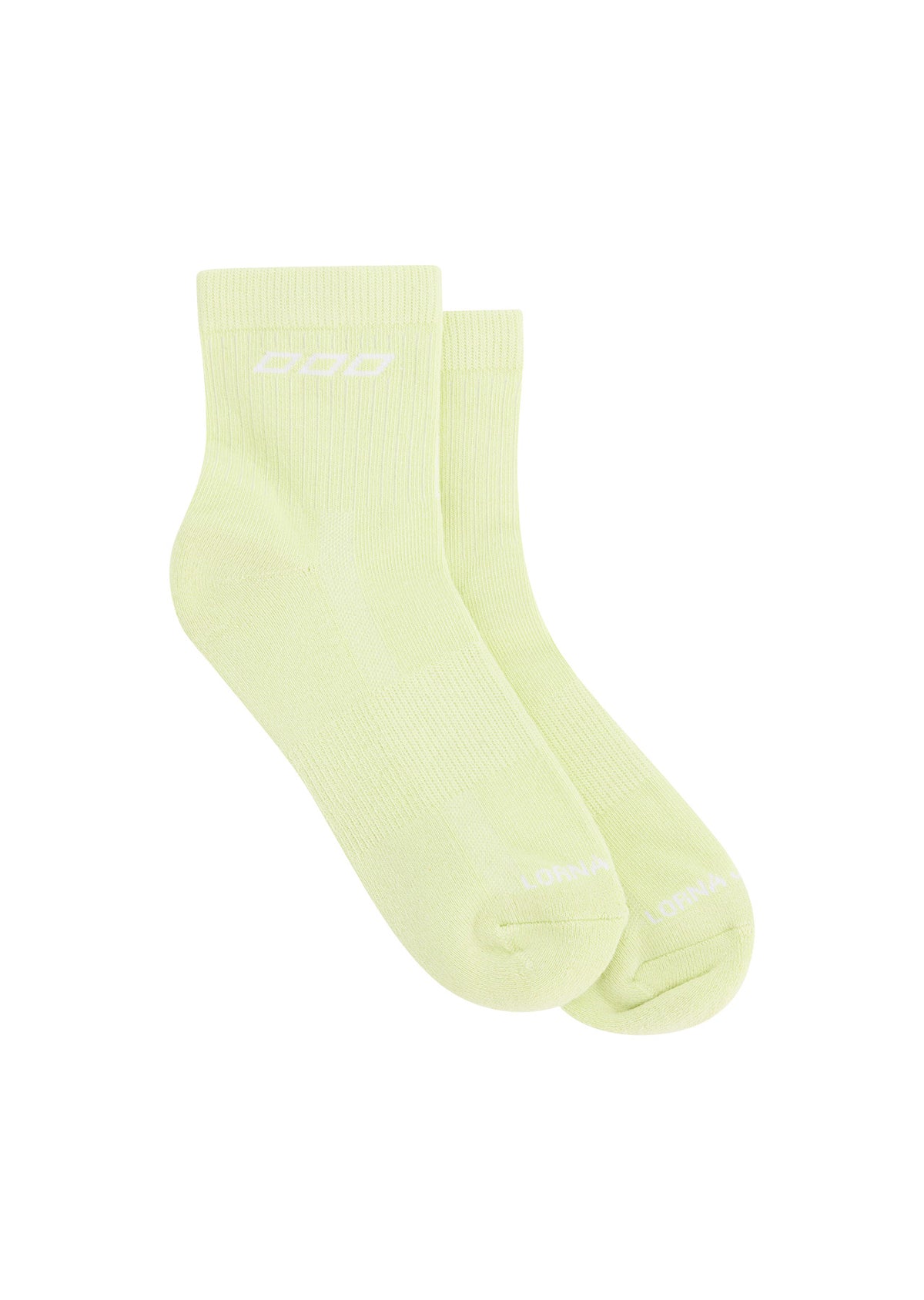 Lorna Jane LJ Quarter Crew Socks - Lime Cordial & White