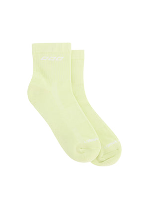 Lorna Jane LJ Quarter Crew Socks - Lime Cordial & White