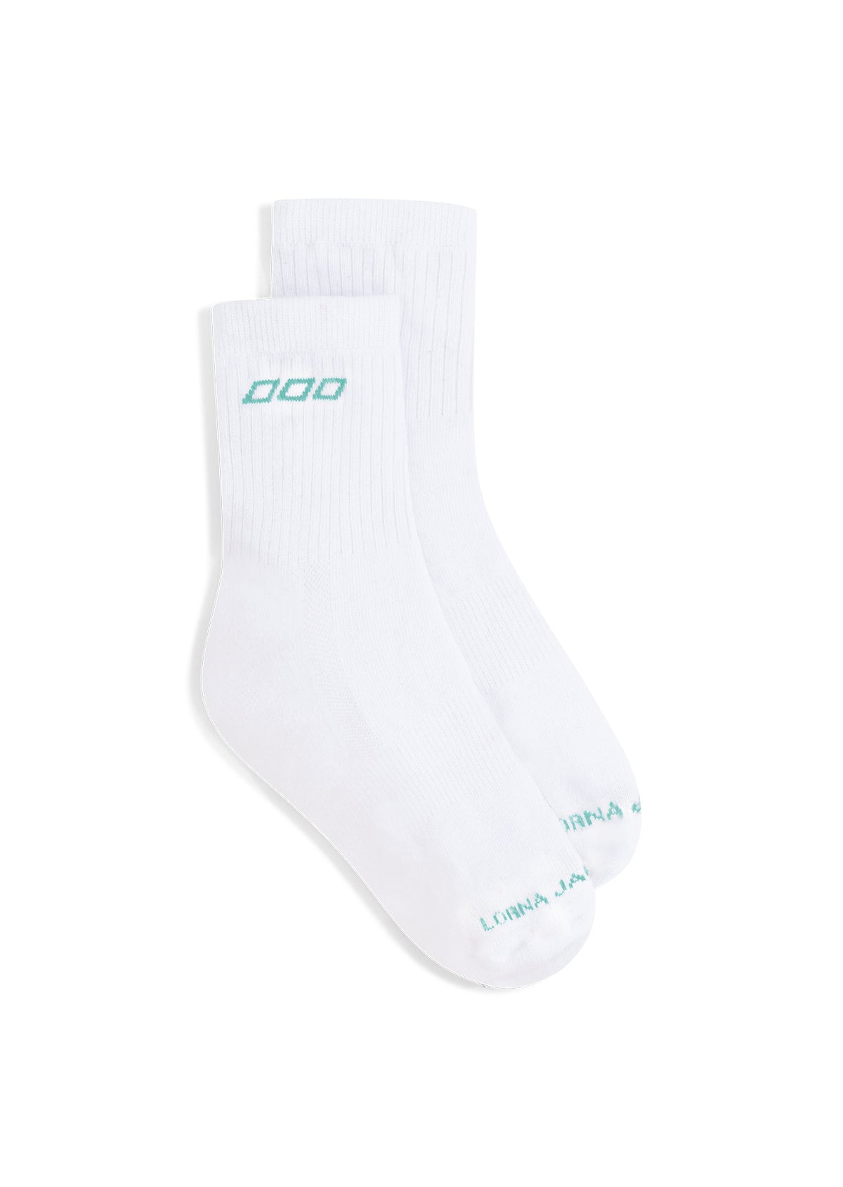 Lorna Jane LJ Quarter Crew Socks - White & Mint Cream