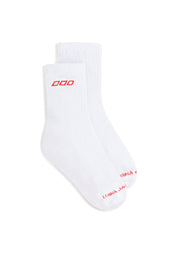 Lorna Jane LJ Quarter Crew Socks - White & Strawberry