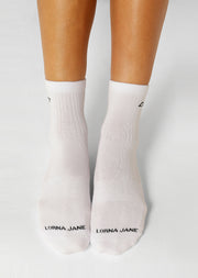 Lorna Jane LJ Quarter Crew Socks - White